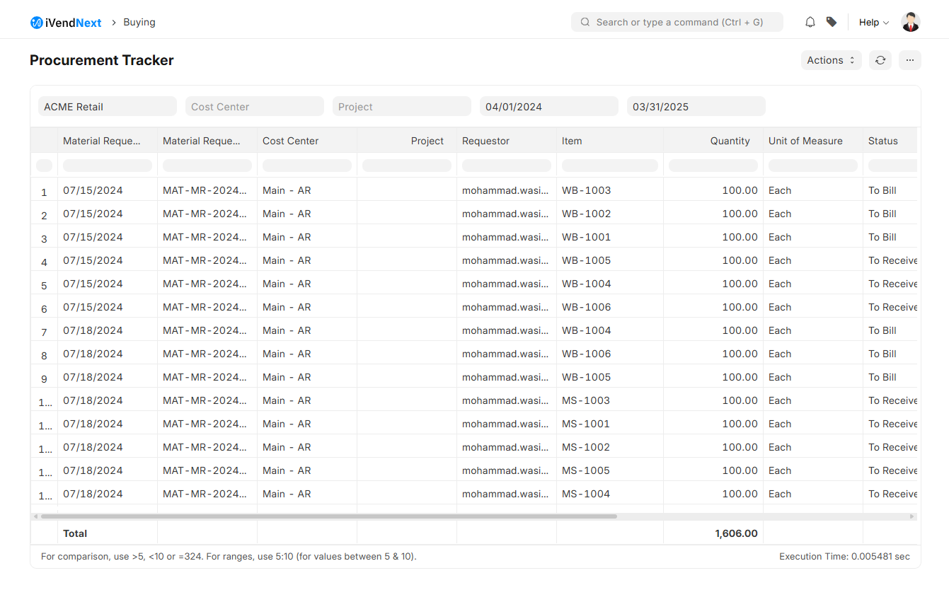 Procurement Tracker